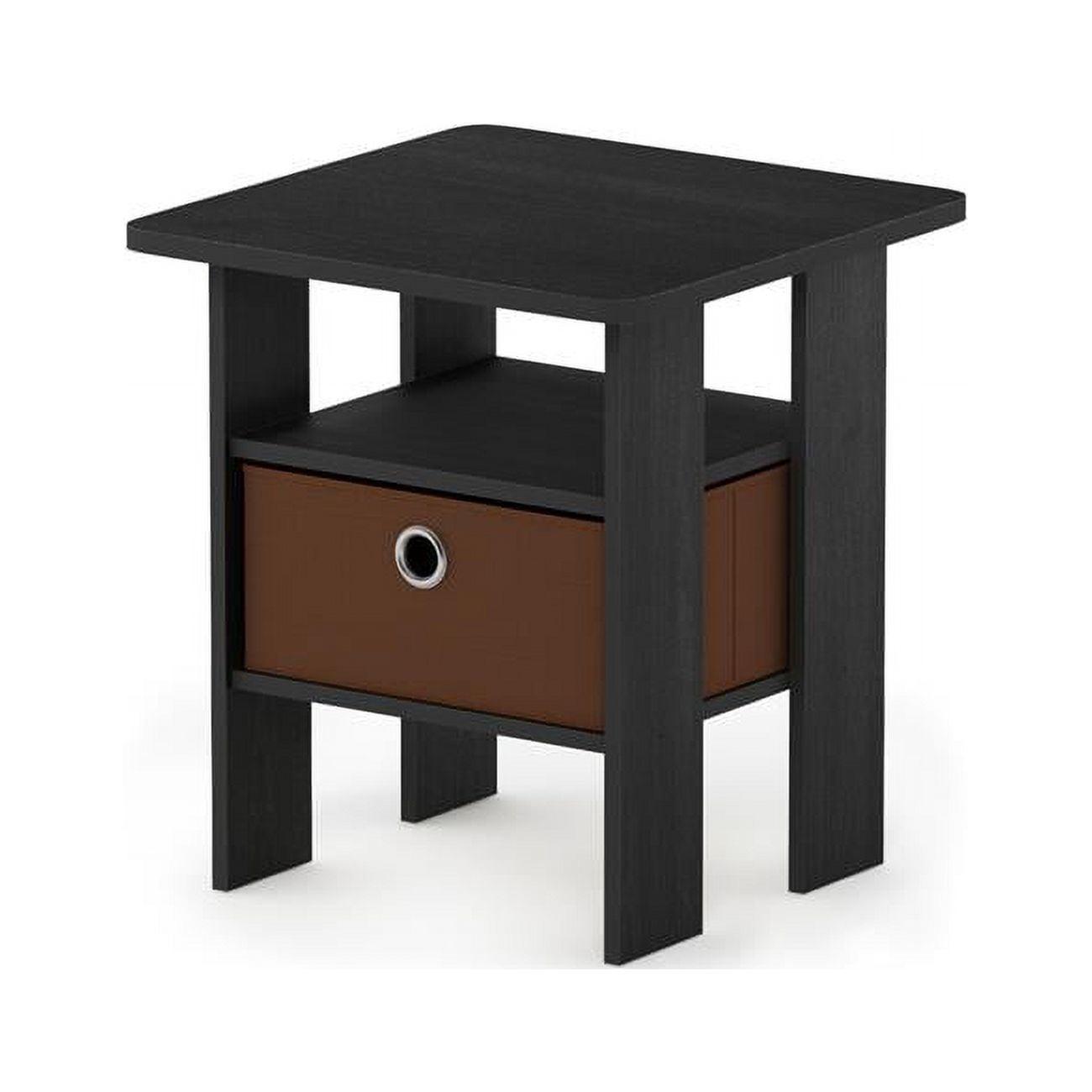 Americano Medium Brown Square End Table with Fabric Storage Bin