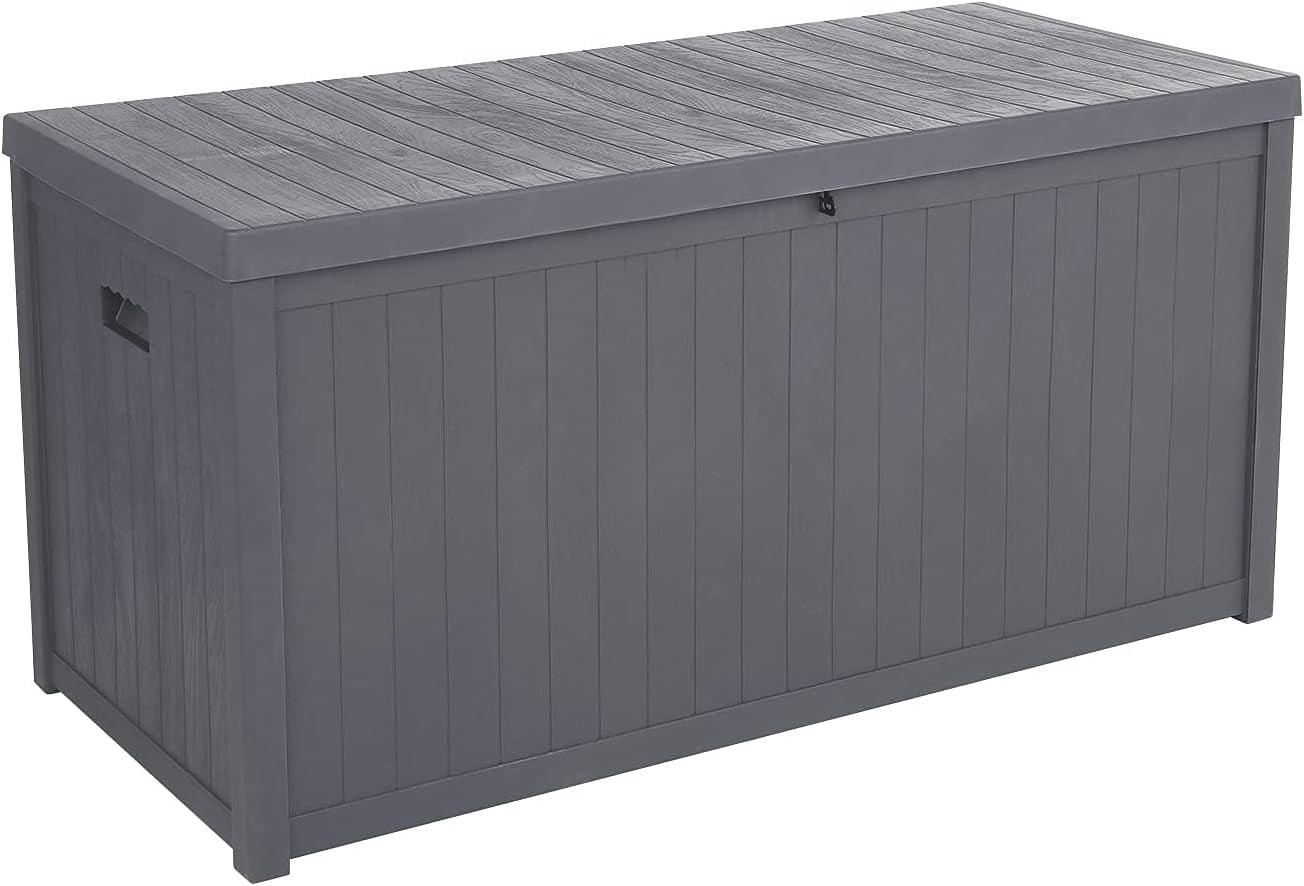 Gray Plastic Lockable Outdoor Deck Storage Box