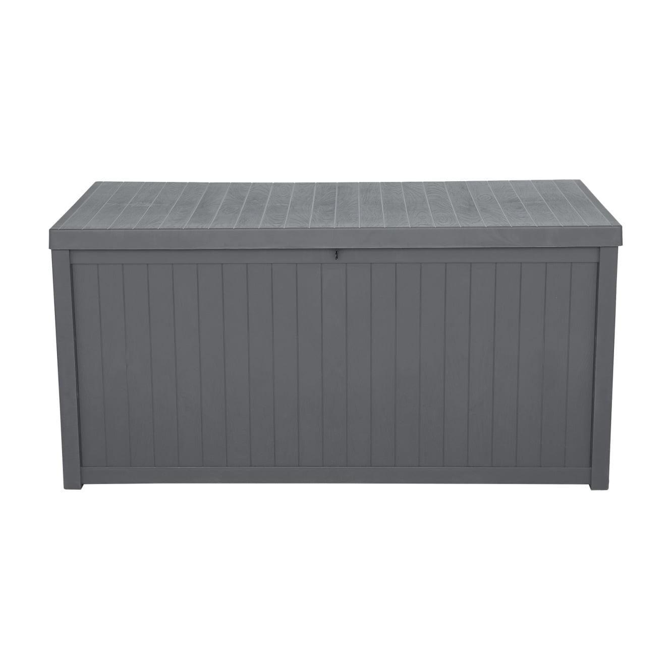 Gray Plastic Lockable Outdoor Deck Storage Box