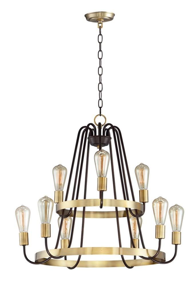 Haven 27'' Oil Rubbed Bronze and Brass 9-Light Chandelier