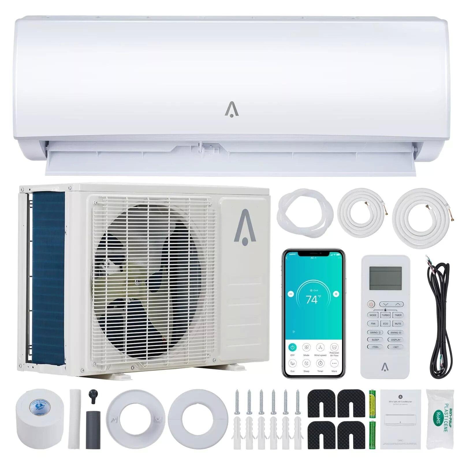 12,000 BTU White Wall Mounted Split Air Conditioner with Heat Pump and Remote