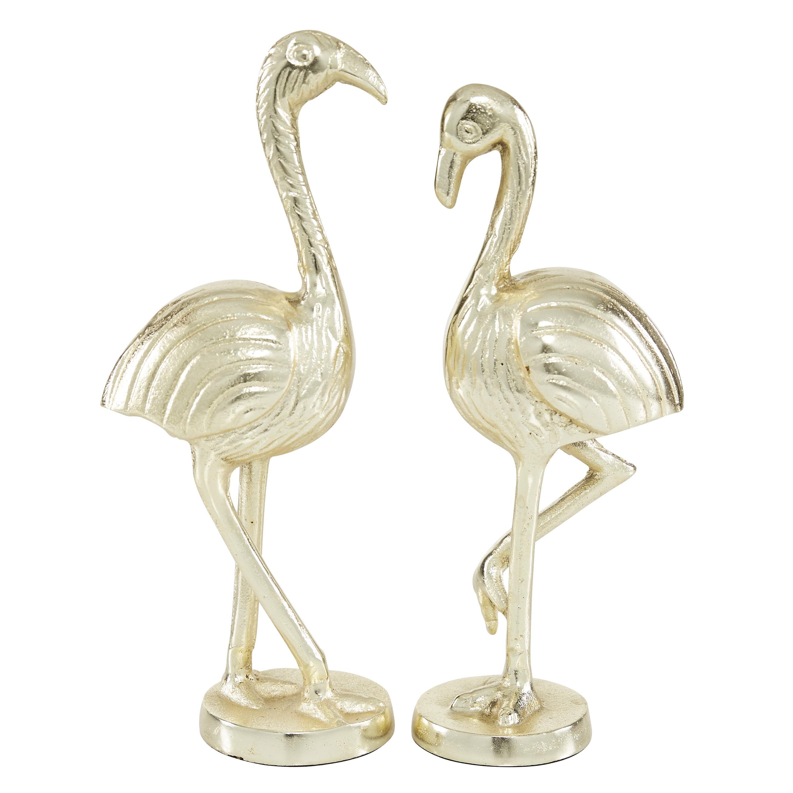 Gold Aluminum Flamingo Sculptures Set of 2