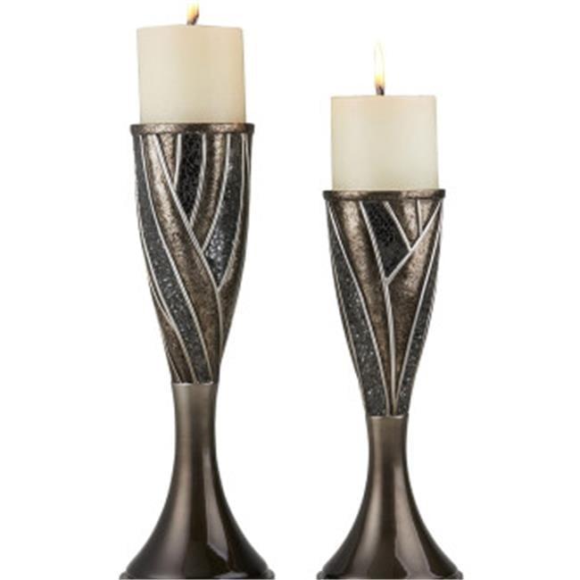 12 & 14 in. Lelei Candleholder, Silver & Gold - Set of 2