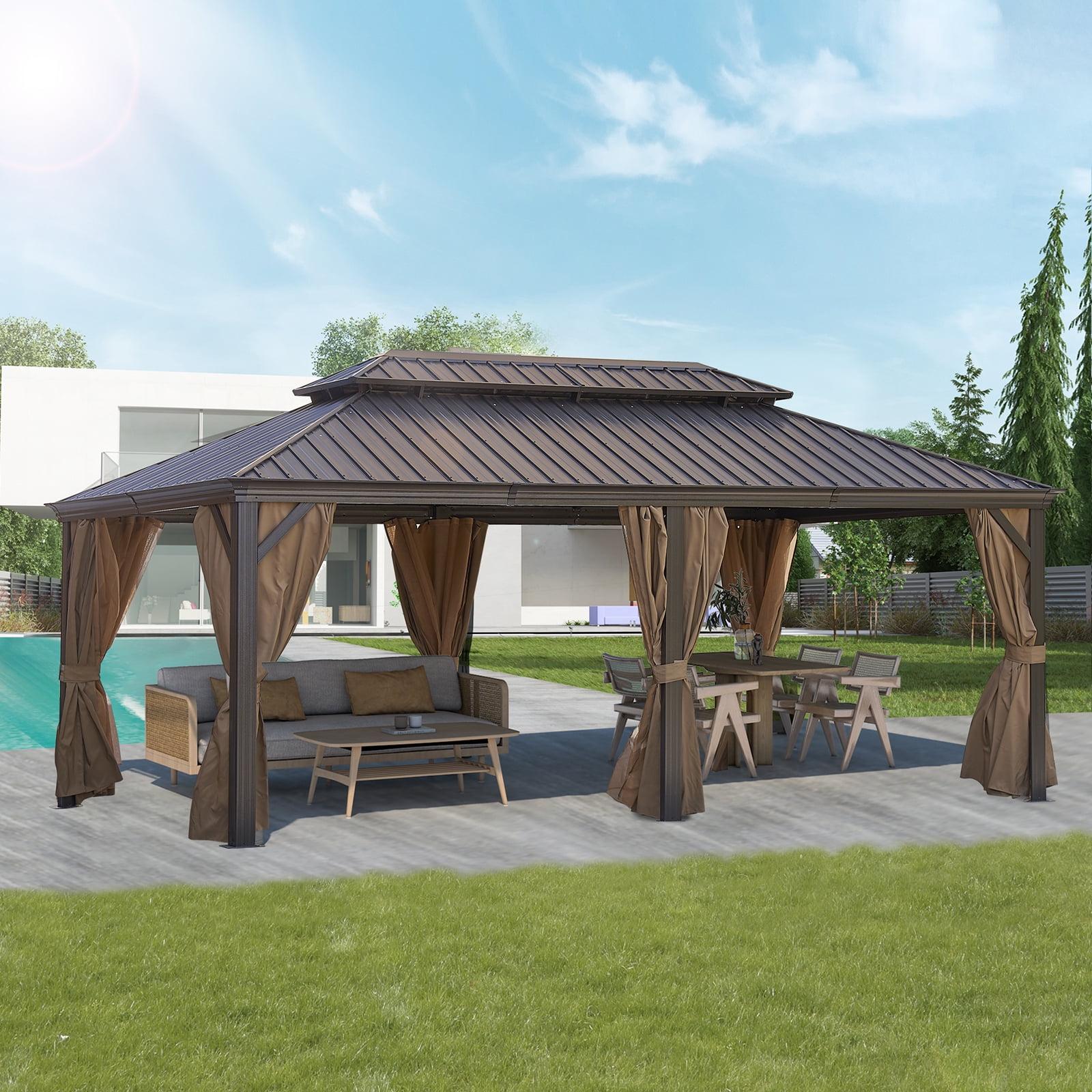 19x11 Brown Steel and Aluminum Outdoor Gazebo