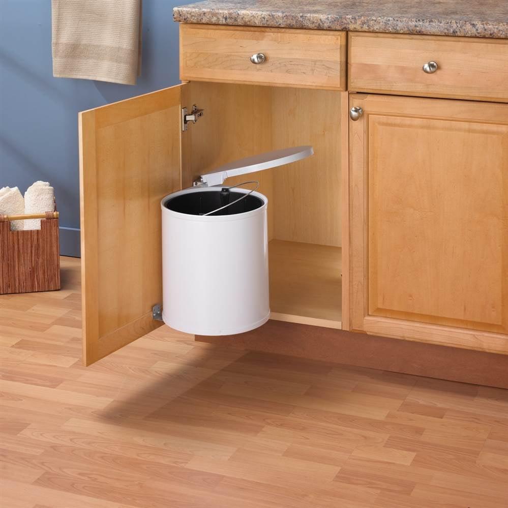 White Plastic Pull-Out Wastebin for Kitchen and Bath