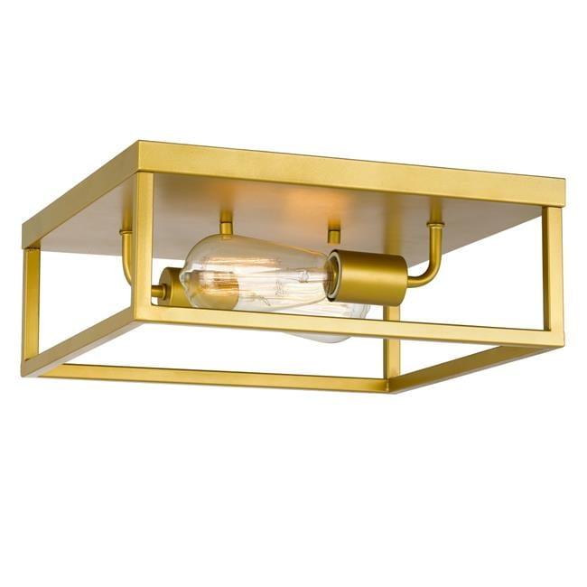 12.75 x 12.75 x 5 in. Concord 2-Light Brass Flush Mount