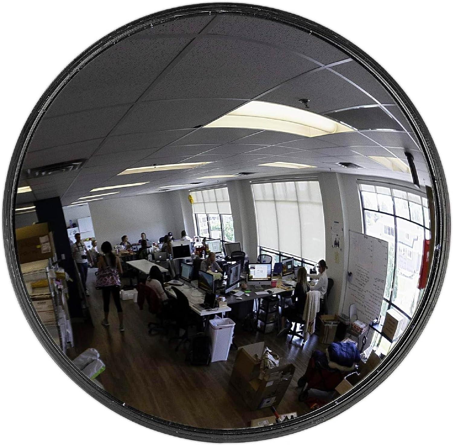 12â€ Acrylic Convex Mirror, Round Indoor Security Mirror for the Garage Blind Spot, Store Safety, Warehouse Side View, and More, Circular Wall Mirror for Personal or Office Use - Vision Metalizers