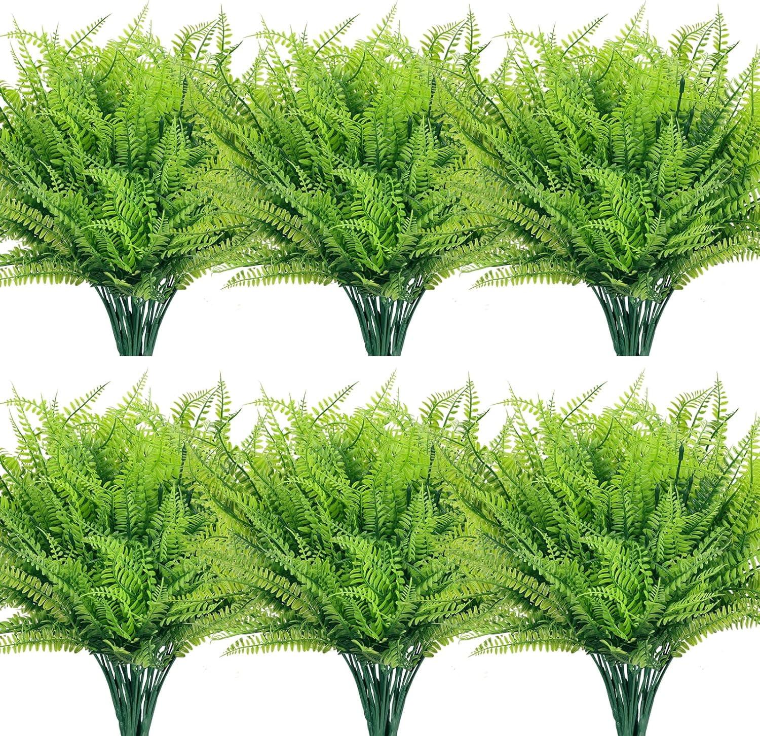 12 Bundles UV Resistant Green Artificial Boston Ferns