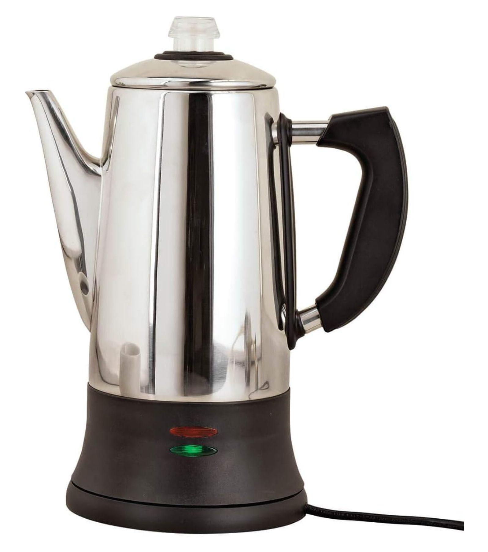 Home Marketplace 12-Cup Electric Coffee Percolator - Stainless Steel Coffee Maker for Strong, Flavorful Brew | No Paper Filters Needed, Easy Serve, Nostalgic Design - by Fox Valley Traders