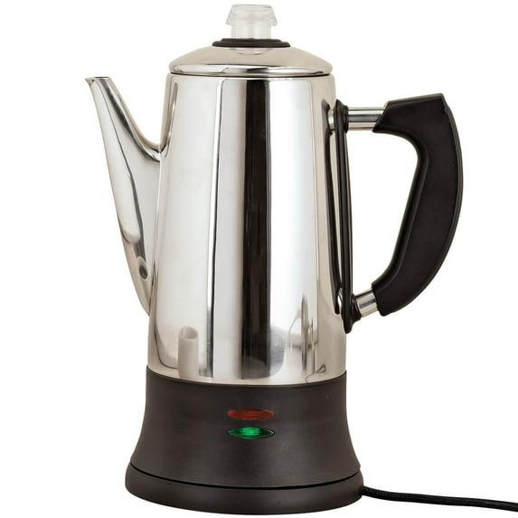 Home Marketplace 12-Cup Electric Coffee Percolator - Stainless Steel Coffee Maker for Strong, Flavorful Brew | No Paper Filters Needed, Easy Serve, Nostalgic Design - by Fox Valley Traders