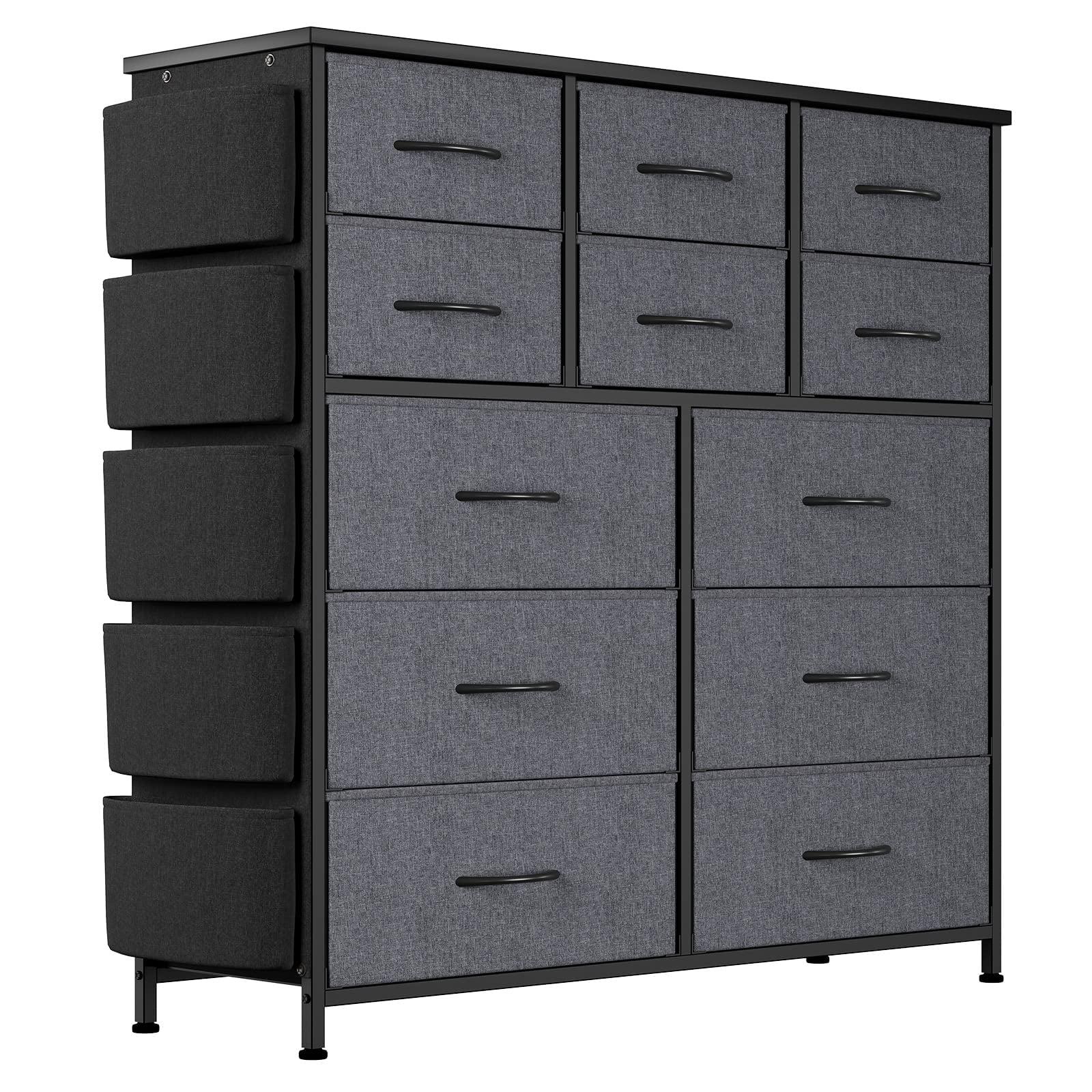 12 Drawers Versatile Drawer Dresser Organizer with Side Pockets - Clutter-Free Living Solution for Any Room