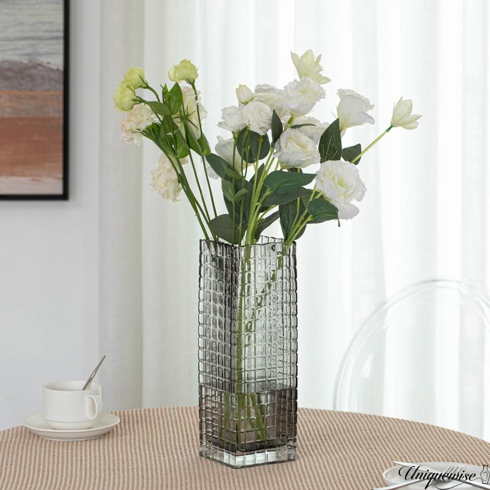 Uniquewise Large Grey Frosted Glass Table Vase - A Timeless Centerpiece for Dining Tables, Living Rooms, Bedrooms, Hotel Reception Areas
