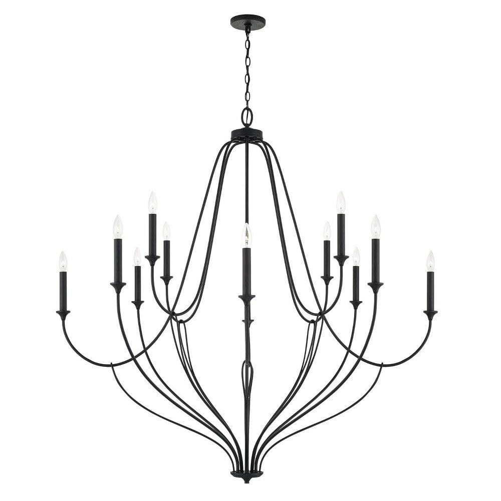 Bentley Black Iron 12-Light Tiered Chandelier