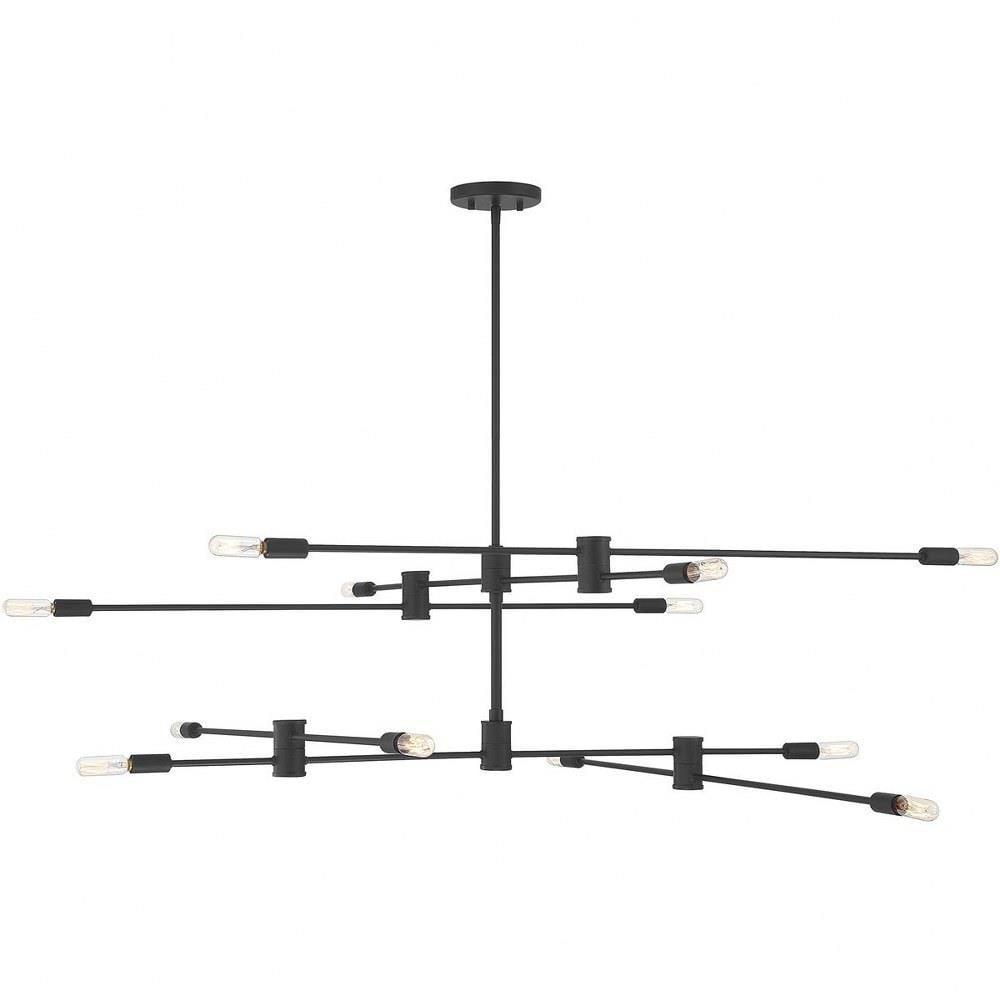 12 Light Chandelier in Industrial Style-15 inches Tall and 54.25 inches Wide-Matte Black Finish Bailey Street Home 159-Bel-4649719