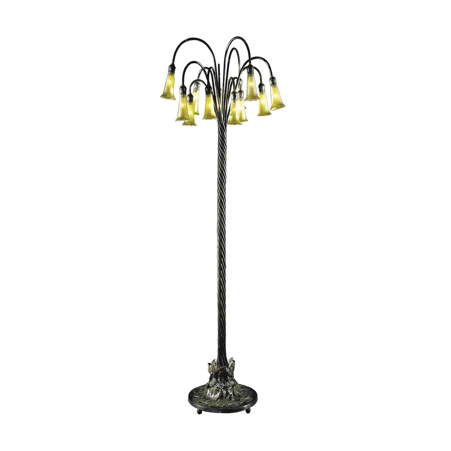 Antique Bronze 12-Light Gold Lily Floor Lamp