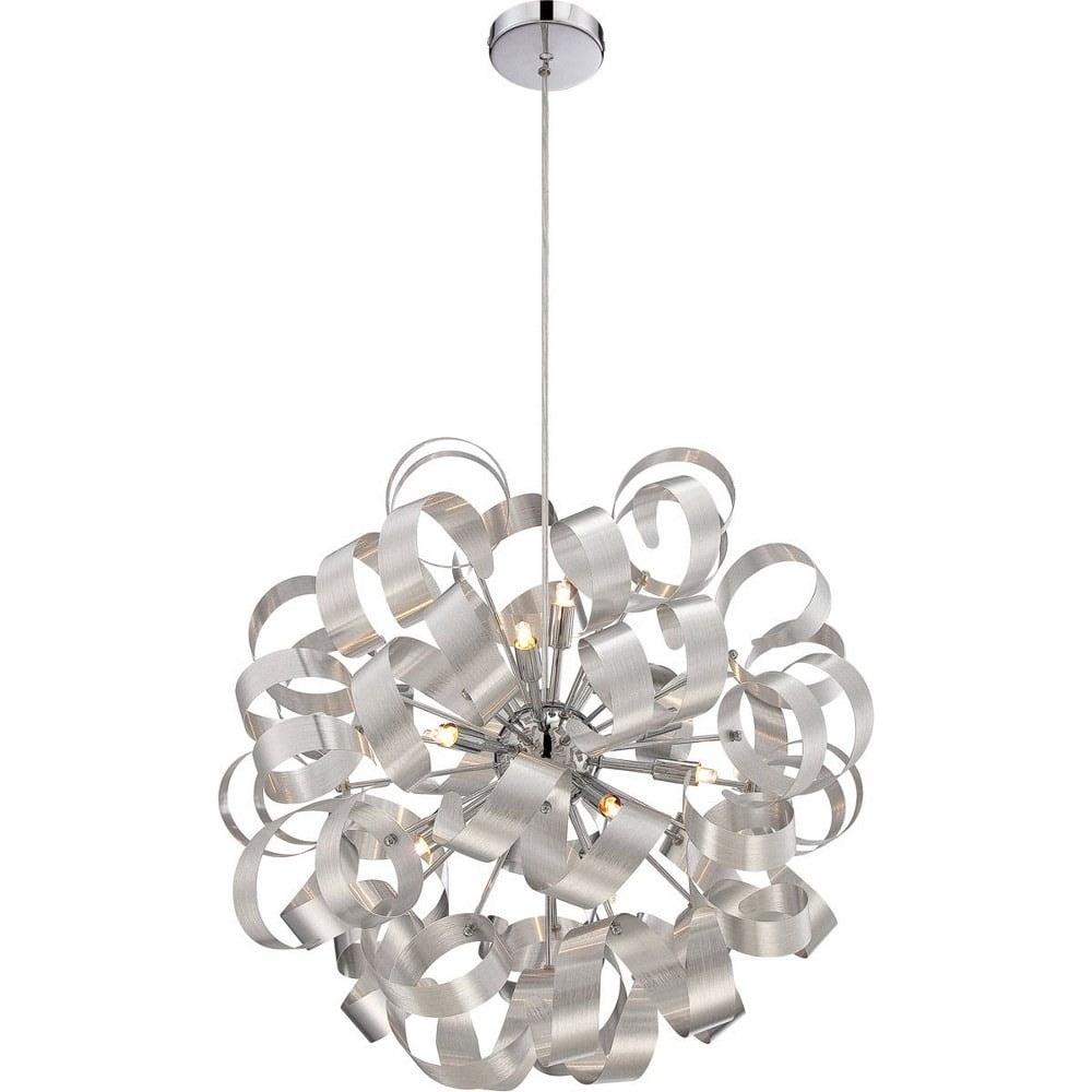 Millenia Silver Globe Pendant with Crystal Incandescent and LED Lighting