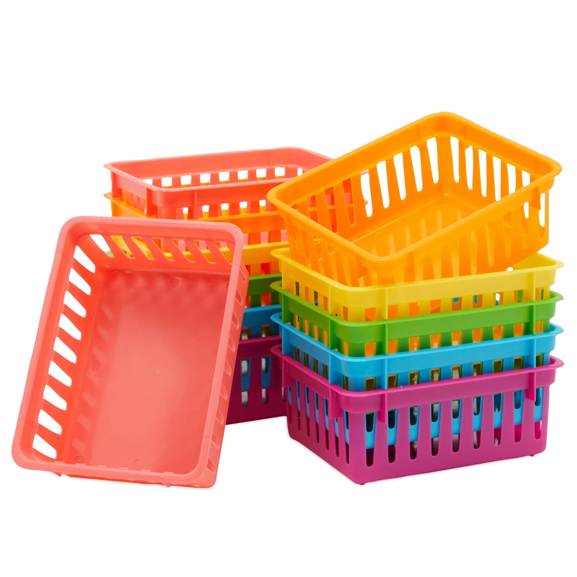 Bright Creations 12-Pack Small Plastic Classroom Storage Bins for Organization, Baskets for Kids', 6 Colors, 6.2 x 4.8 x 2.4 inches