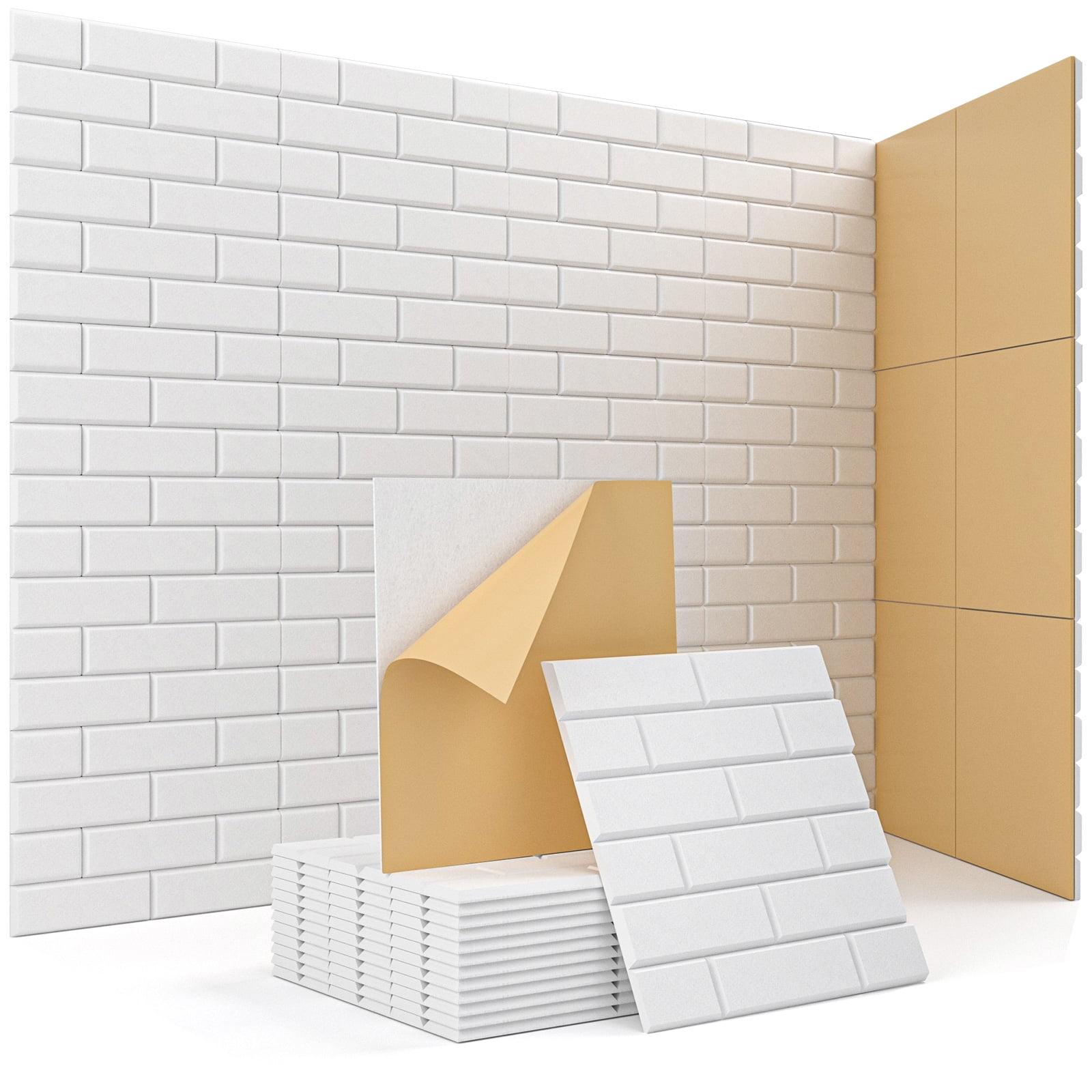 White Self-Adhesive Brick Acoustic Wall Panels 12-Pack