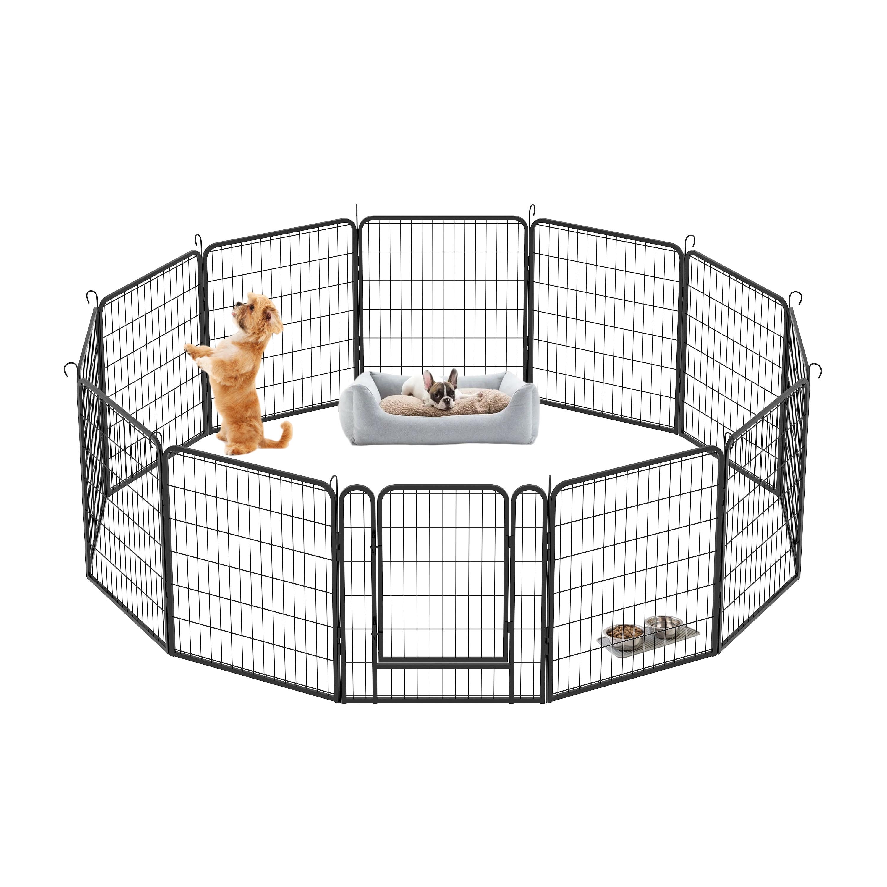 Yaheetech 12 Panel Dog Playpen Dog Exercise Pen Cat Fence, Black