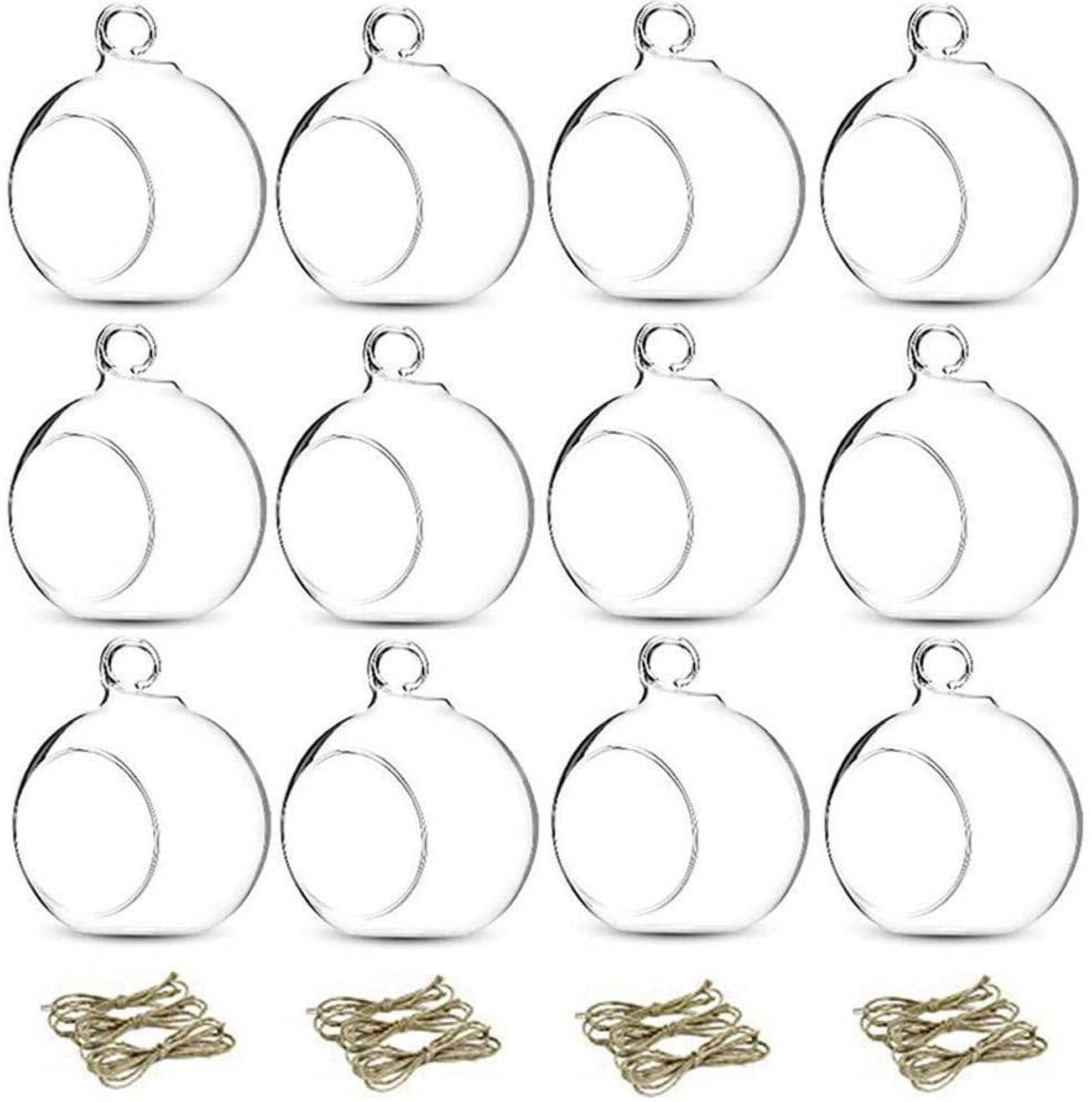 12 Pcs 3.15"/ 8cm Hanging Glass Tealight Holder Globe Plant Terrariums Glass Orbs Air Plants Tea Light Candle Holders Home Decor Indoor Outdoor Garden DIY Gifts (9 Pcs + 3 Pcs)