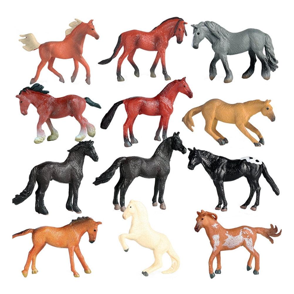 12 Pcs Simulation Horse Decor Toy Horses Zoo Animals Figurines Realistic Child Toddler