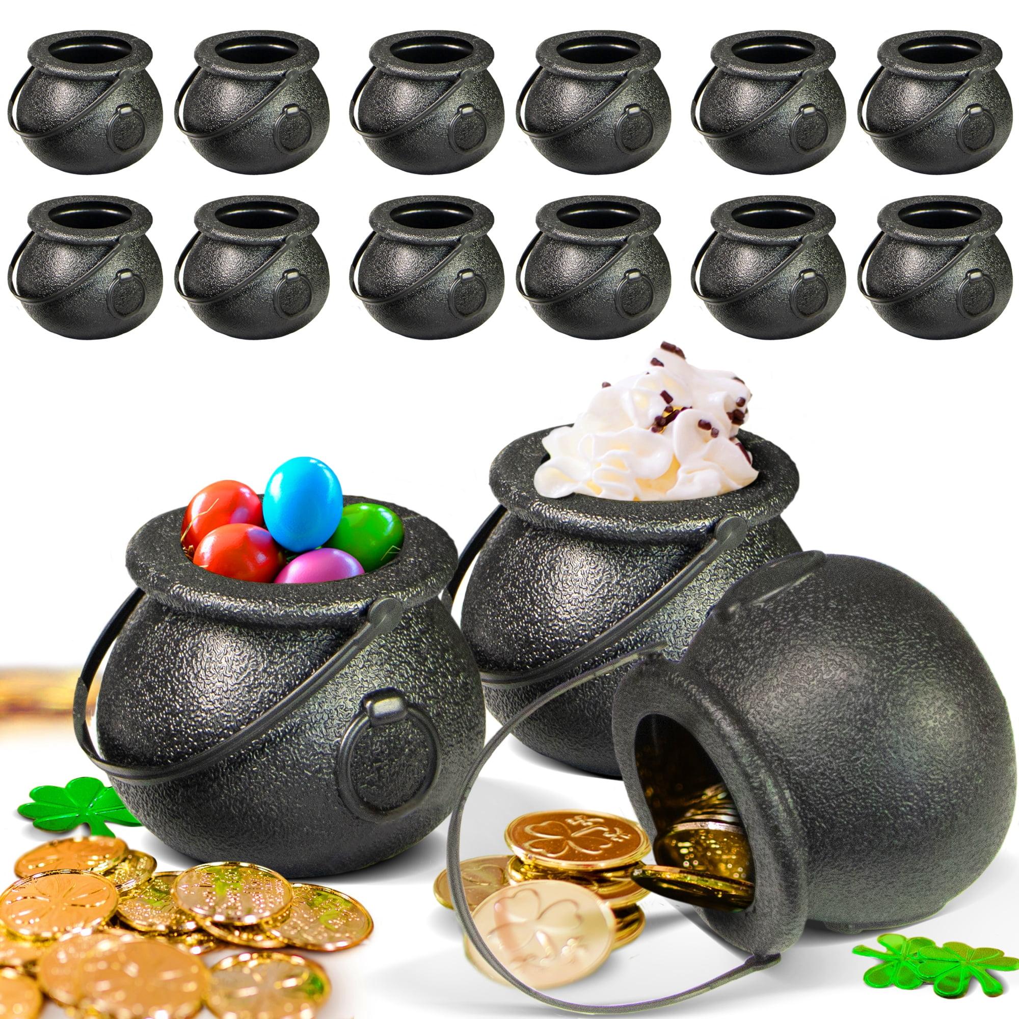 Mini Black Plastic Candy Cauldrons for Halloween and Parties