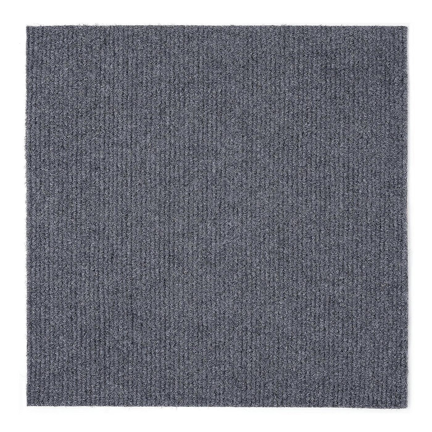 Gray Self-Adhesive Polyester Carpet Tiles, 12" x 12", 12-Pack