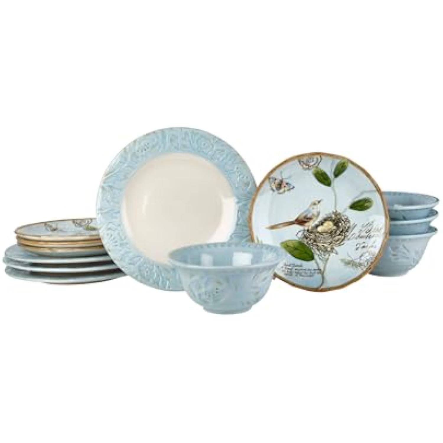 Fitz and Floyd Fitz and Floyd Toulouse Blue 12-Pc Dinnerware Set, Service For 4
