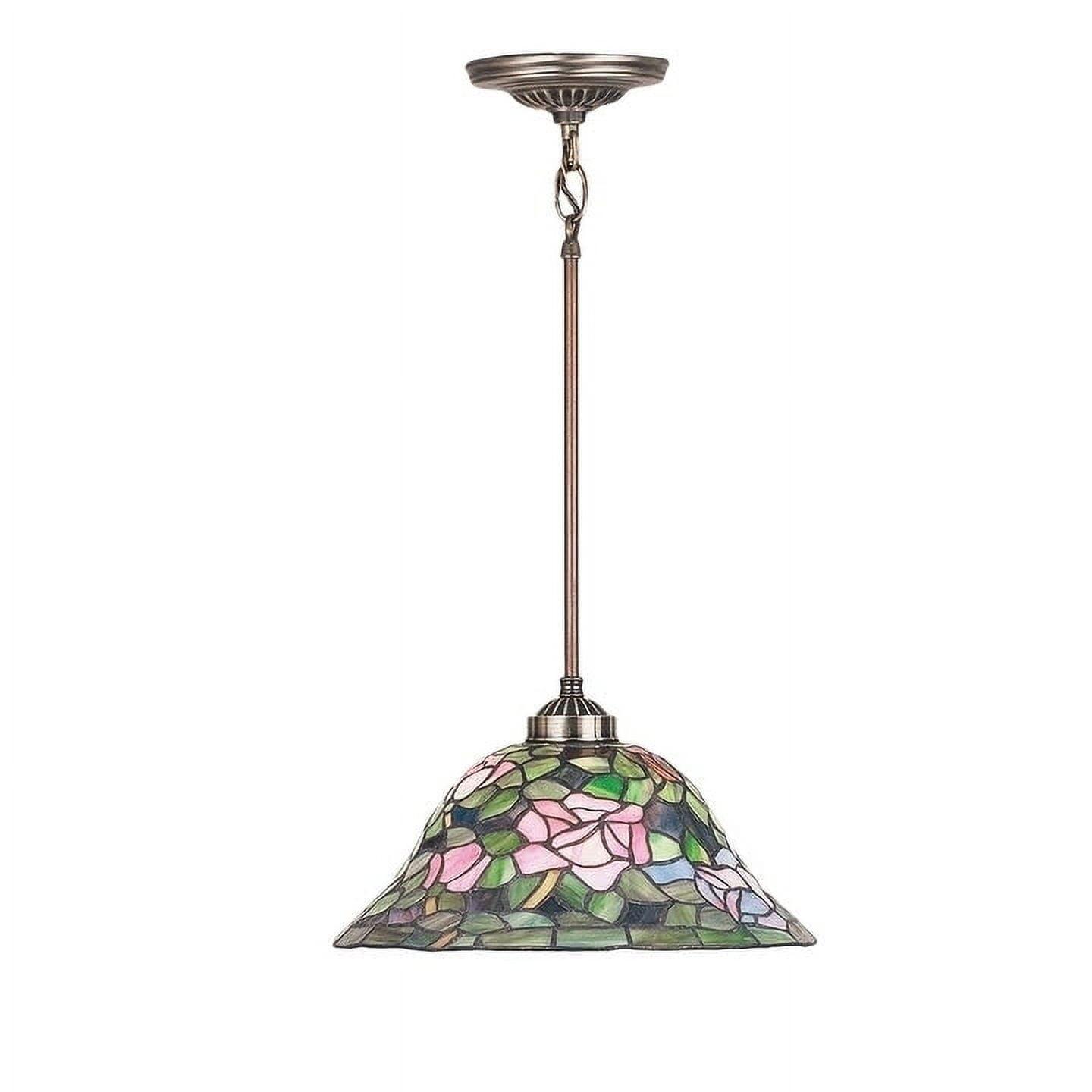 Tiffany Style Bronze and Glass Pendant Light