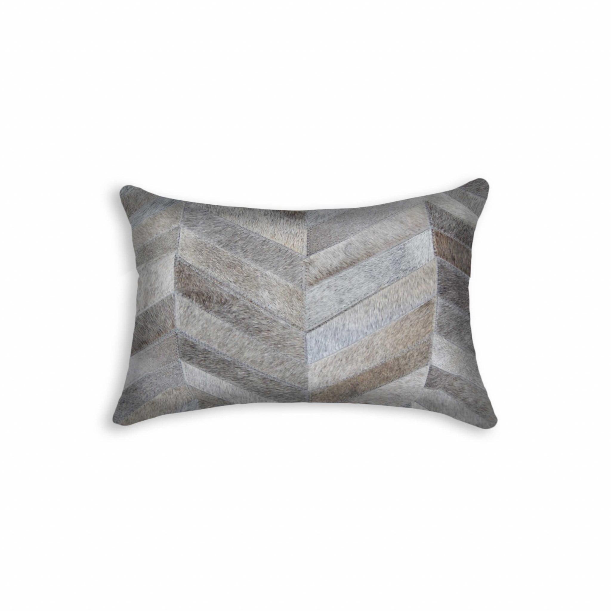 12" x 20" Chevron Cowhide Throw Pillow