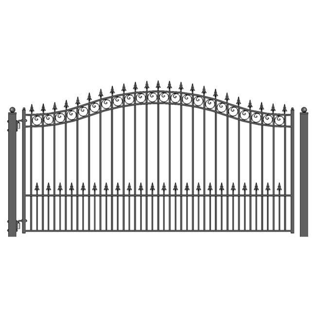 12 ft. Prague Style Iron Single Swing Driveway Gate