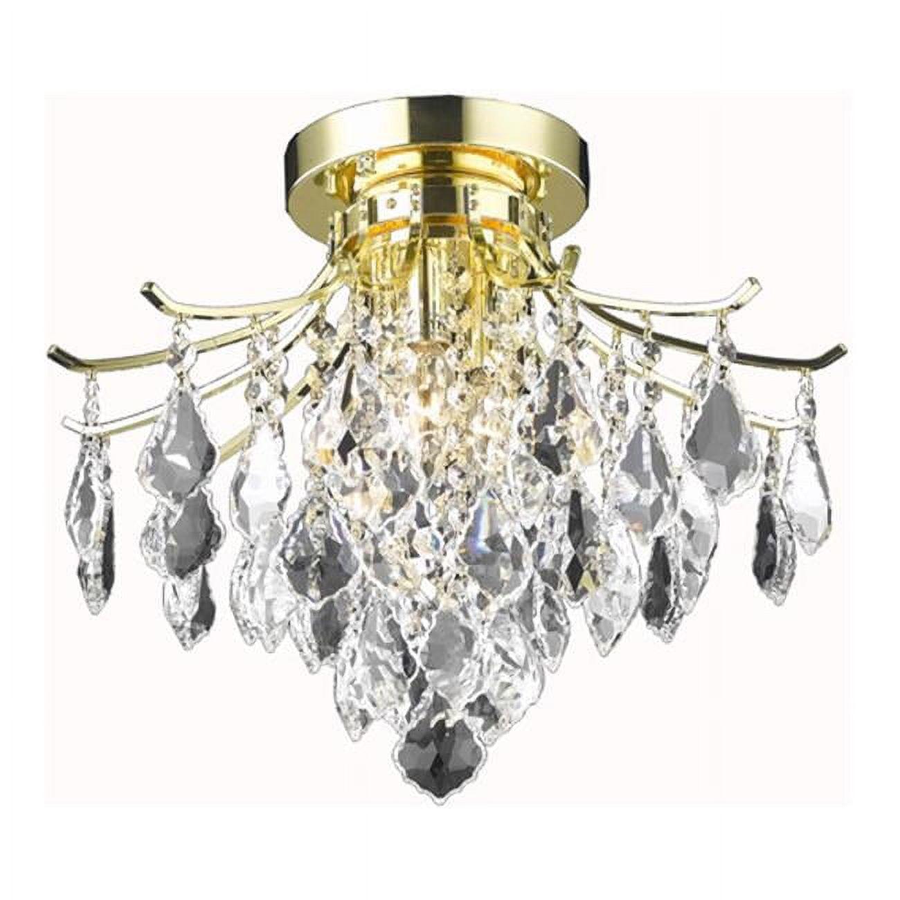 Amelia Transitional 3-Light Crystal Gold Flush Mount