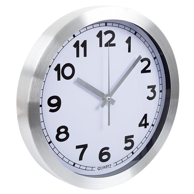 12-Inch Brushed Aluminum Wall Clock with Glass Cover