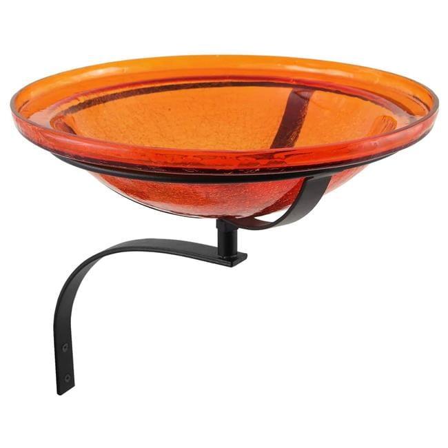12 Inch Crackle Birdbath with Rail Mount Bracket
