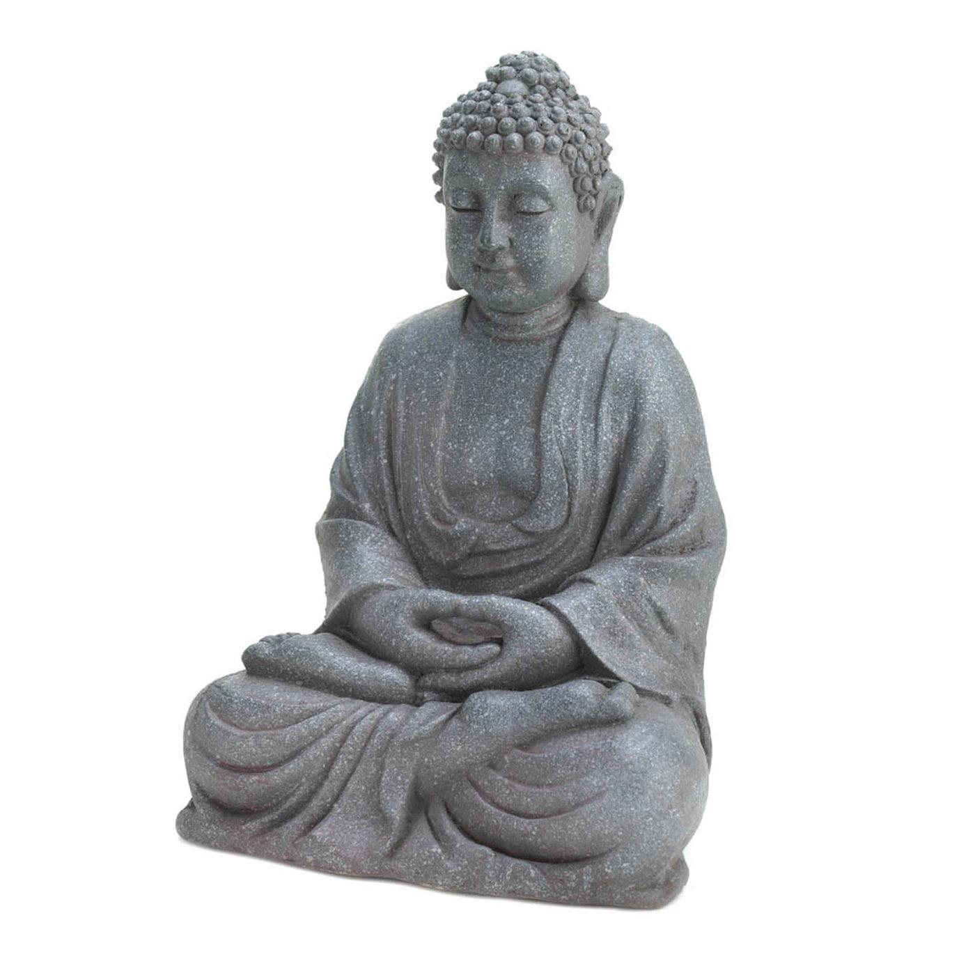 Gray Resin Meditating Buddha Table Statue