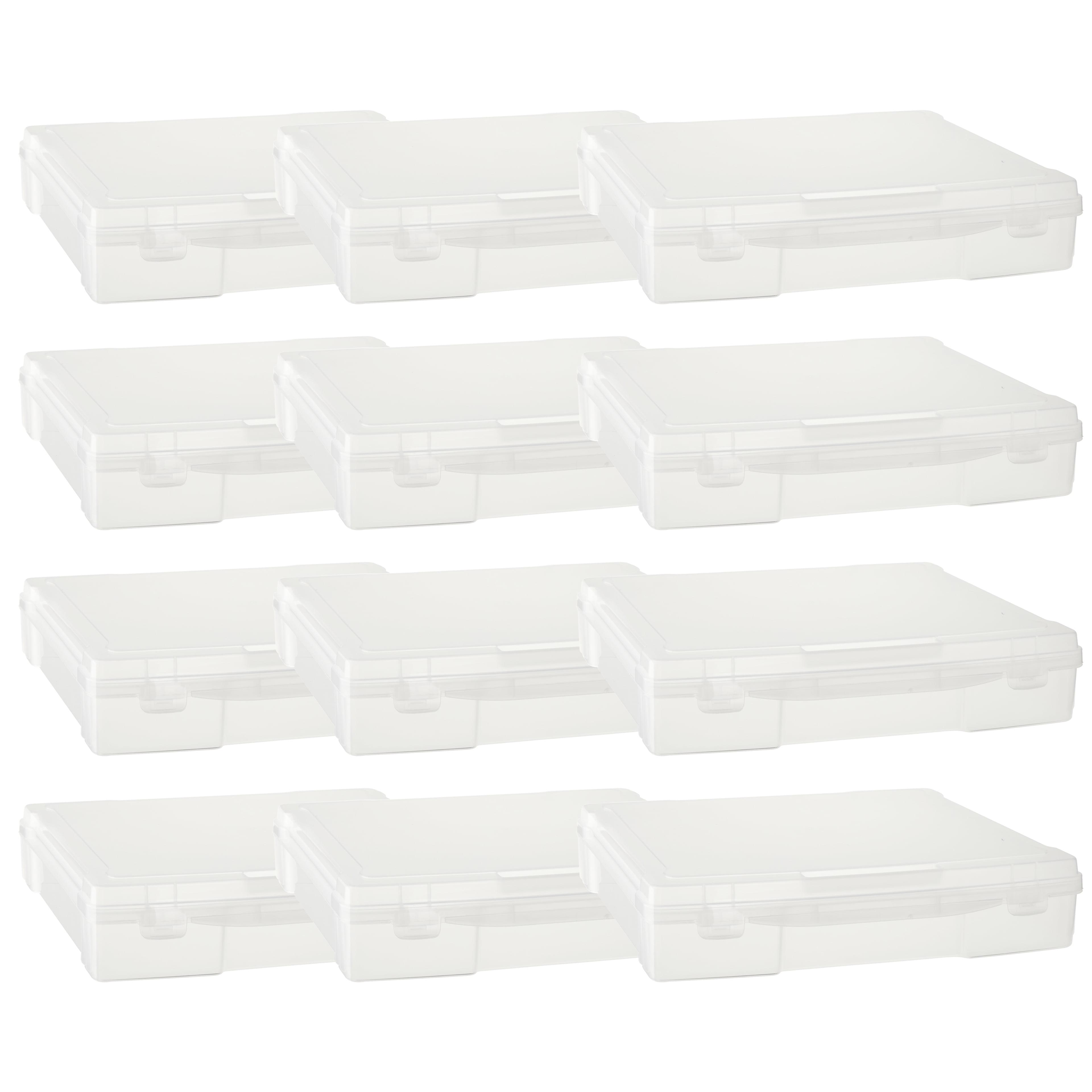 Caja de Almacenamiento de Plástico para Álbumes de Recortes de 12" x 12" de Simply Tidy - Caja Portátil para Documentos - Papeles - Costura - Manualidades - Transparente - Paquete de 12 a Granel