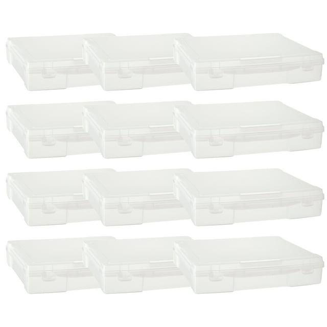 Caja de Almacenamiento de Plástico para Álbumes de Recortes de 12" x 12" de Simply Tidy - Caja Portátil para Documentos - Papeles - Costura - Manualidades - Transparente - Paquete de 12 a Granel