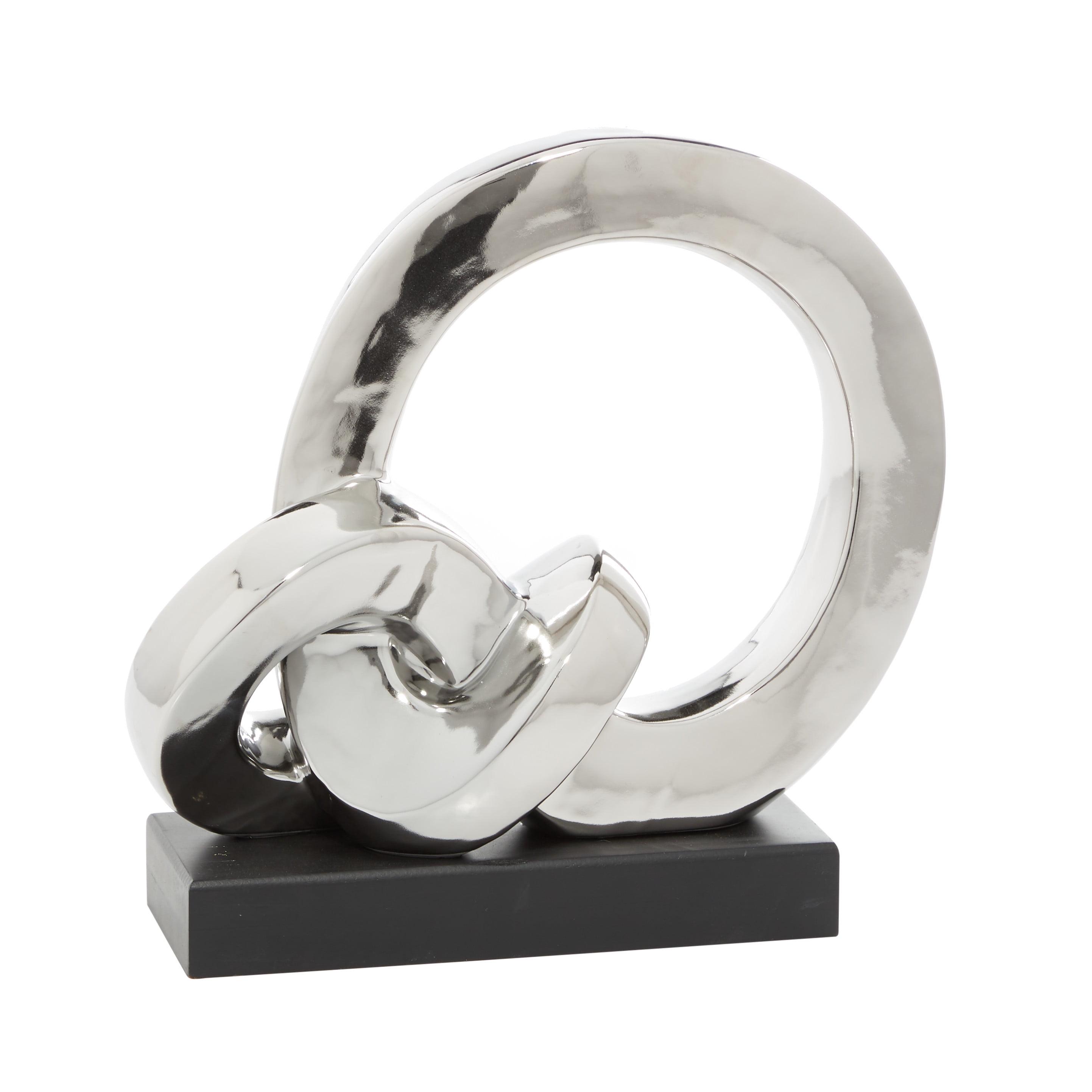 Silver Link Porcelain Abstract Sculpture 12"x12"