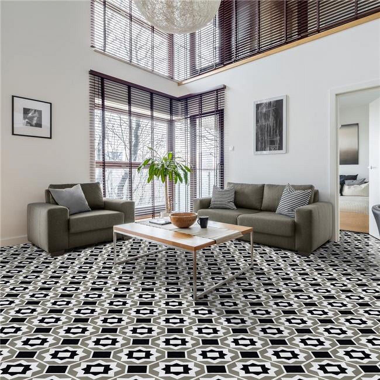 Retro Black and Grey 12-Inch Self-Adhesive Vinyl Floor Tiles