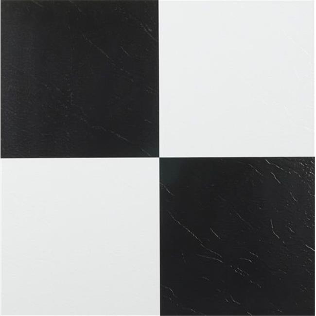 12 x 12 in. Tivoli Black & White Self Adhesive Vinyl Floor Tile - 45 Tiles by 45 sq. ft.