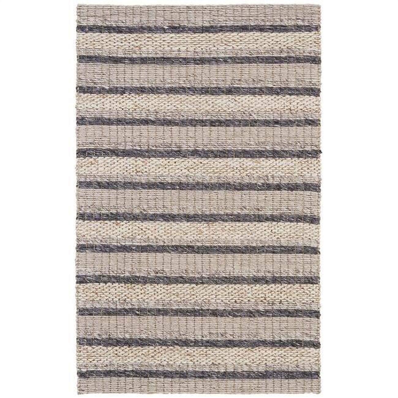 Orion Striped Handwoven Wool Area Rug in Natural/Beige/Ivory