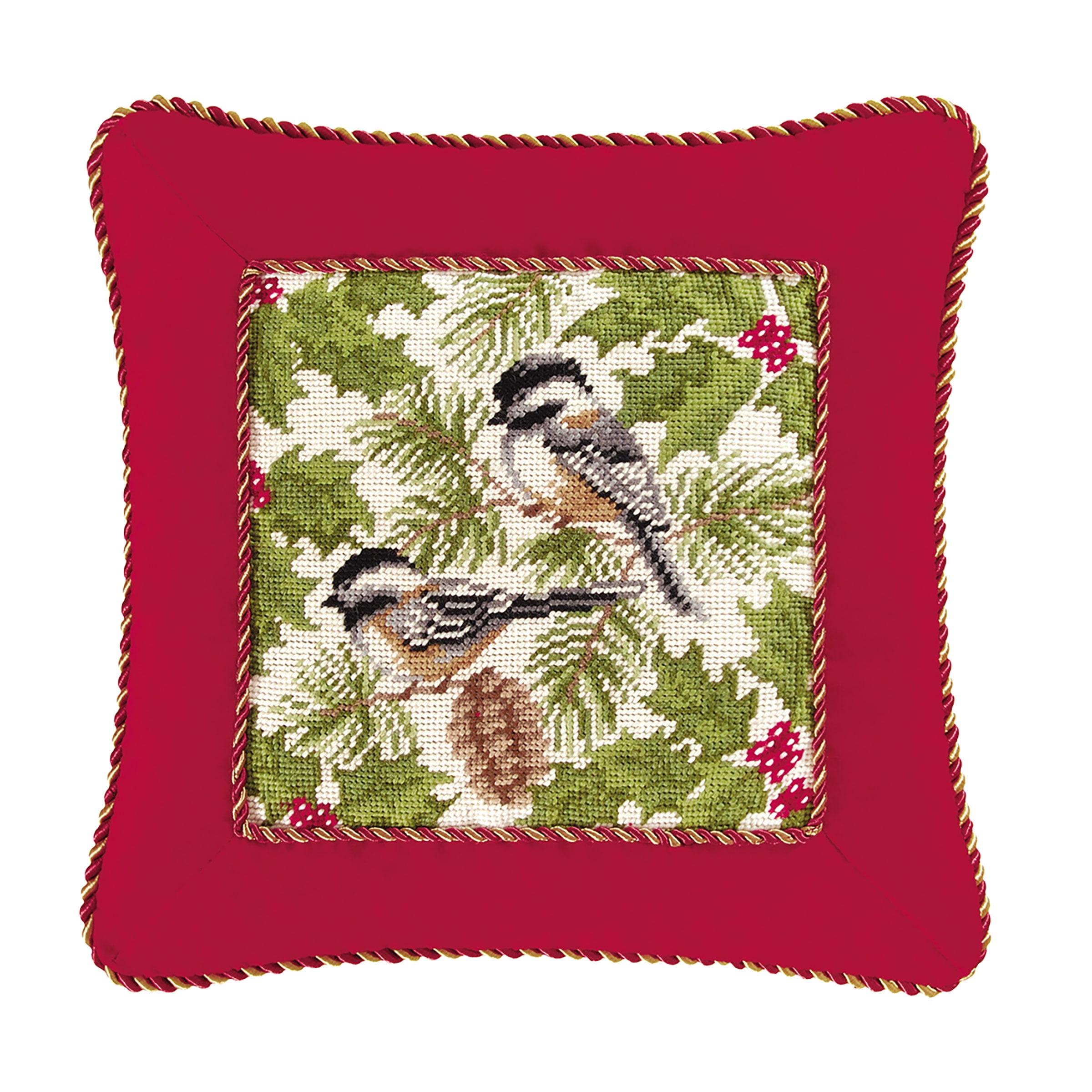 C&F Home Chickadee with Cord Needlepoint Throw Pillow