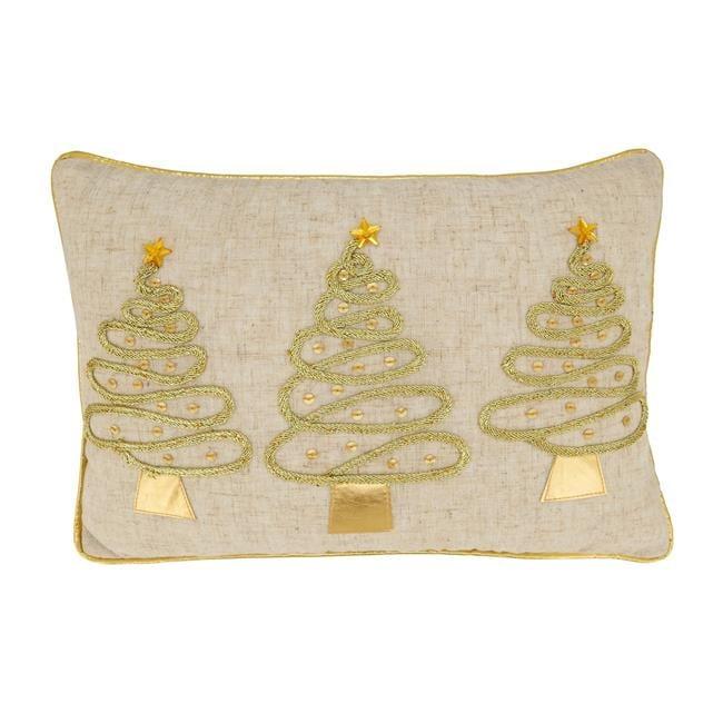 Saro Lifestyle Holiday Cheer Trio Poly Filled Throw Pillow, 12"x18", Gold