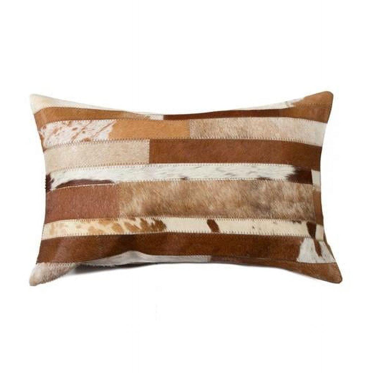 Brown and White Cowhide Leather Throw Pillow Set