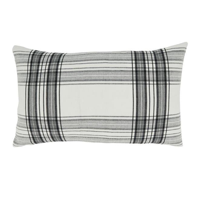 Black and White Plaid Cotton Rectangular Throw Pillow