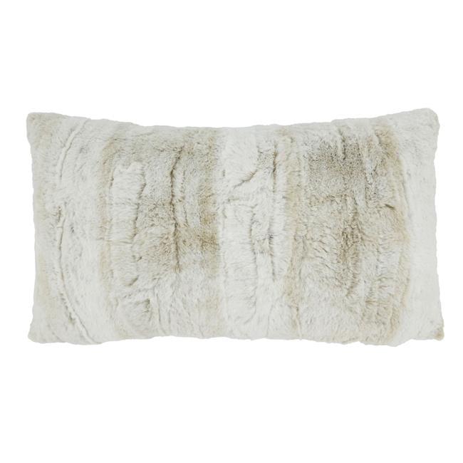 Natural Faux Fur Oblong Throw Pillow 12 x 20 Inch