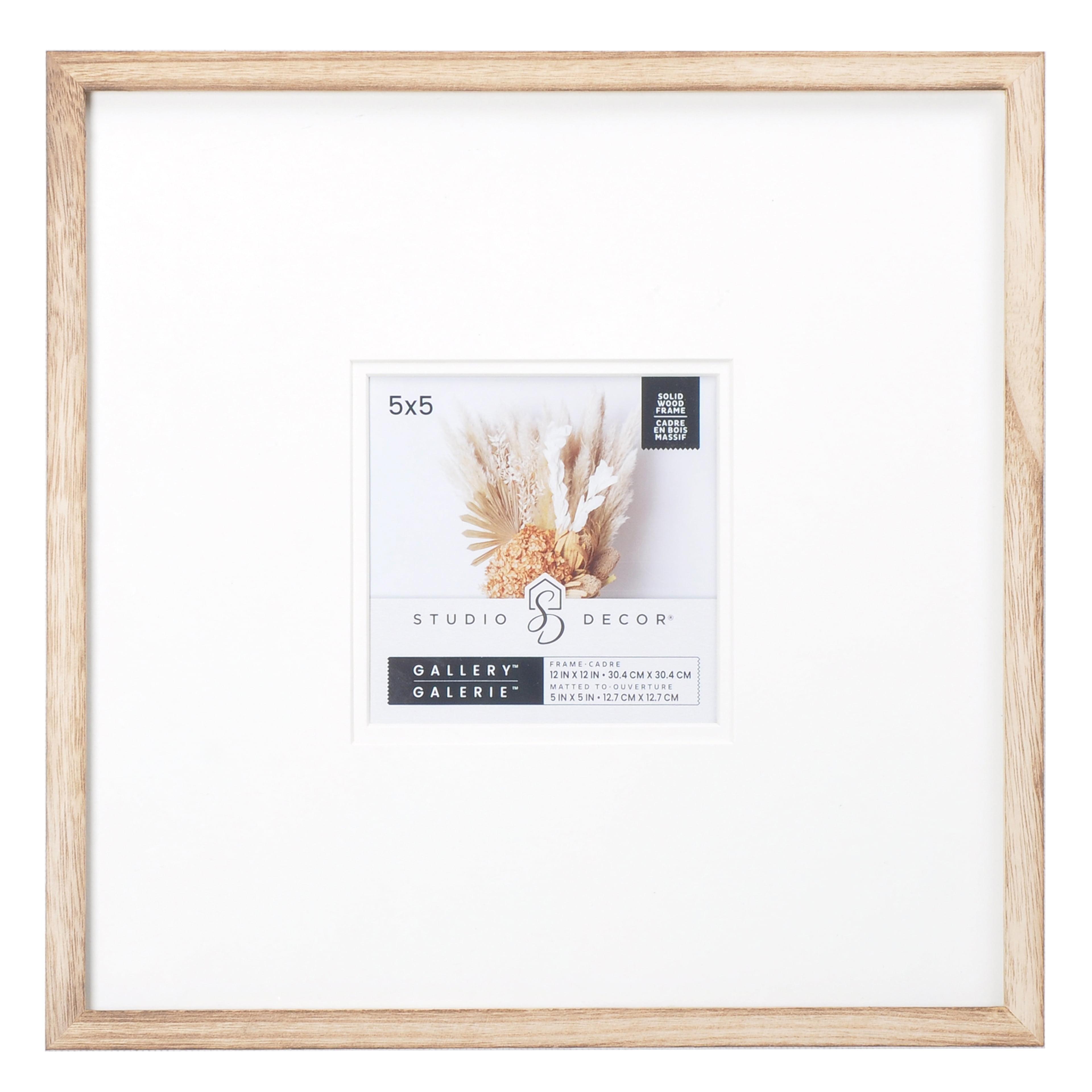 12" x 12" Gallery Natural Wood Picture Frame with Mat by Studio Décor - Includes Pre-attached Hanging Hardware - Horizontal or Vertical Display - 1 Pack