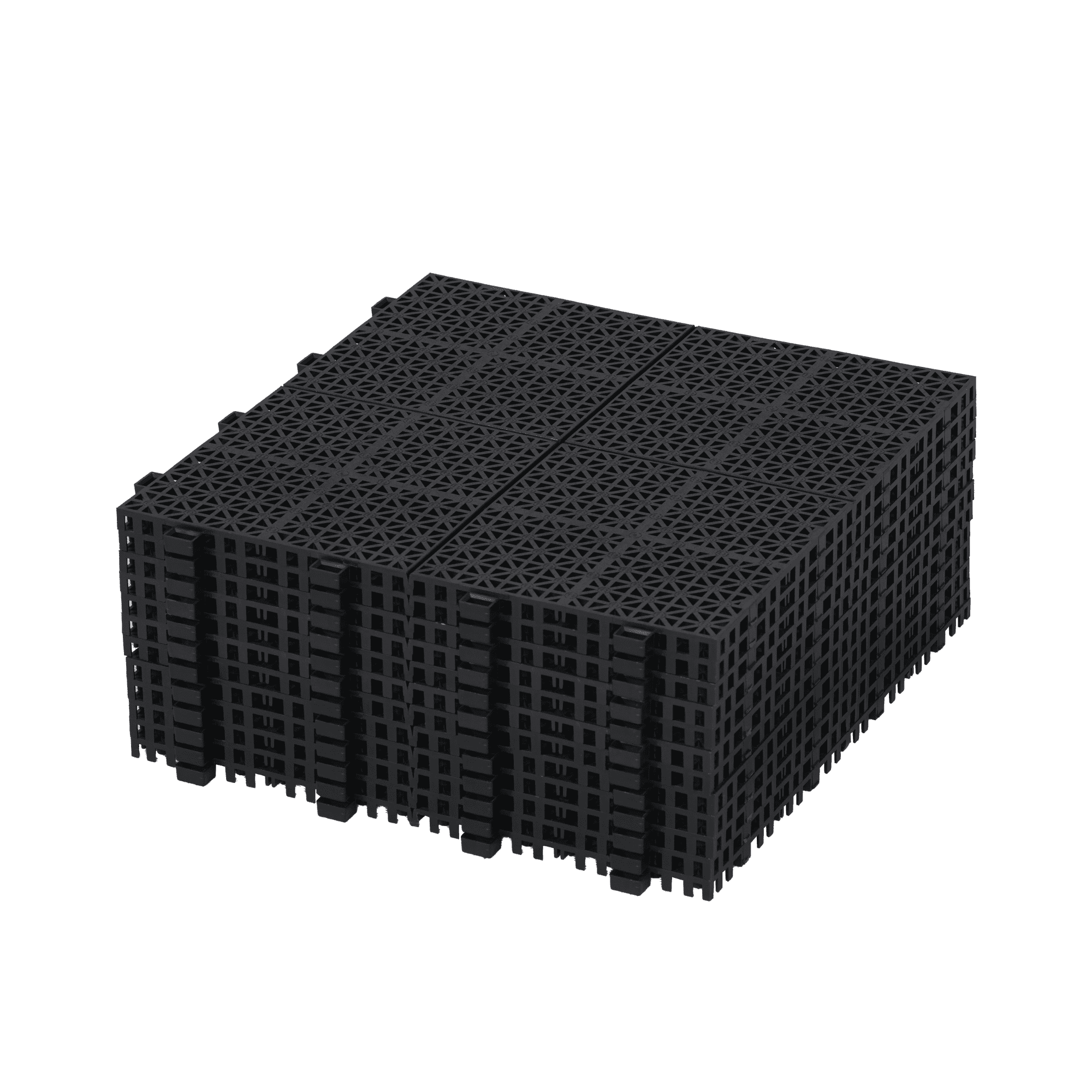 12 x 12 Inch Interlocking Deck Tiles, Plastic Waterproof All Weather Anti-Slip Bathroom Shower Balcony Porch Strong, Diamond Pattern Pack of 12, Black