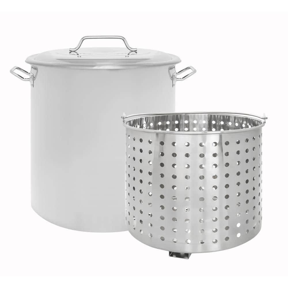 120 Quart Stainless Steel Stock Pot with Steamer Basket