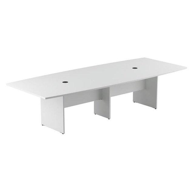 BBF 120W x 48D Boat Shaped Conference Table with Wood Base